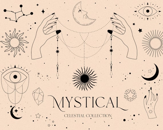 Download Mystical Celestial Sun Moon Magic Clipart Cosmic Esoteric Etsy