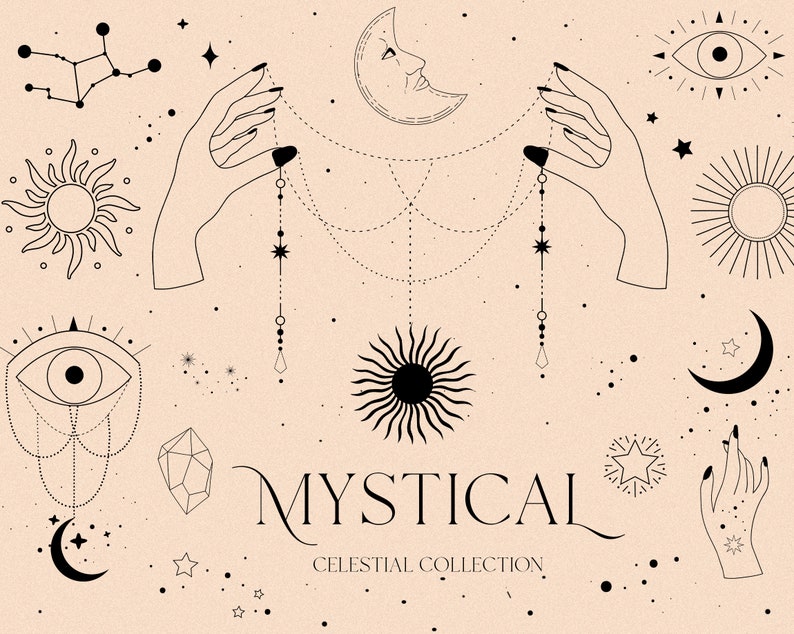 Download MYSTICAL celestial sun moon magic clipart Cosmic esoteric ...