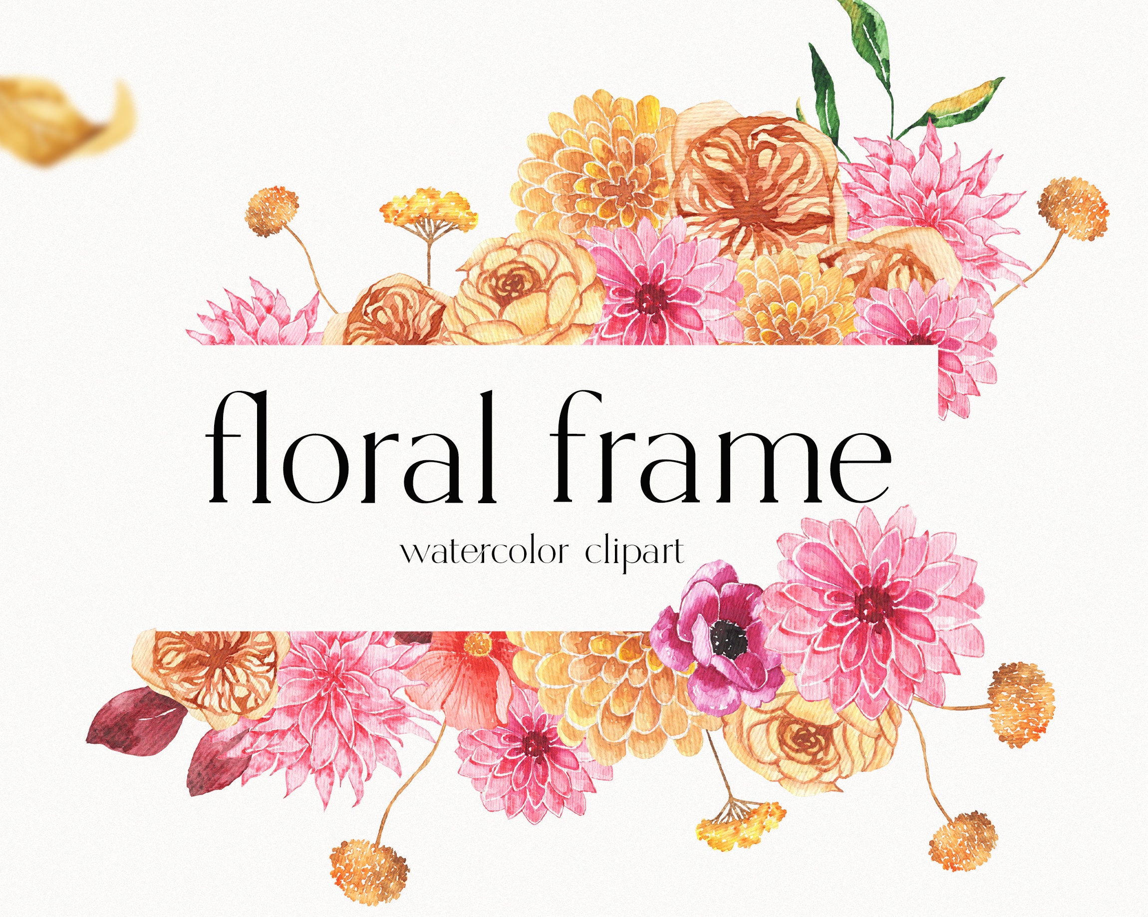 Fall Floral Leaf Frame Clipart Floral Wreath Clipart - Etsy