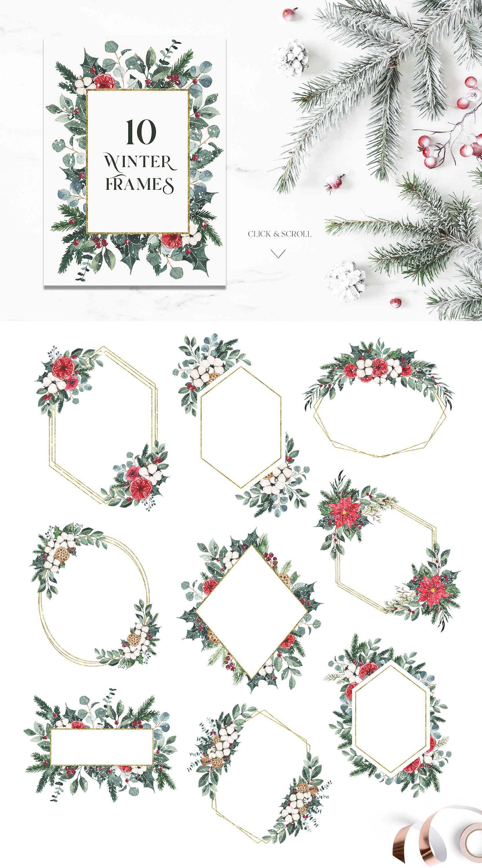 Christmas watercolor clipart Christmas tree clipart | Etsy