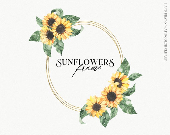 Aquarell Sonnenblume Goldenen Rahmen Hochzeit Rahmen Gelb Etsy