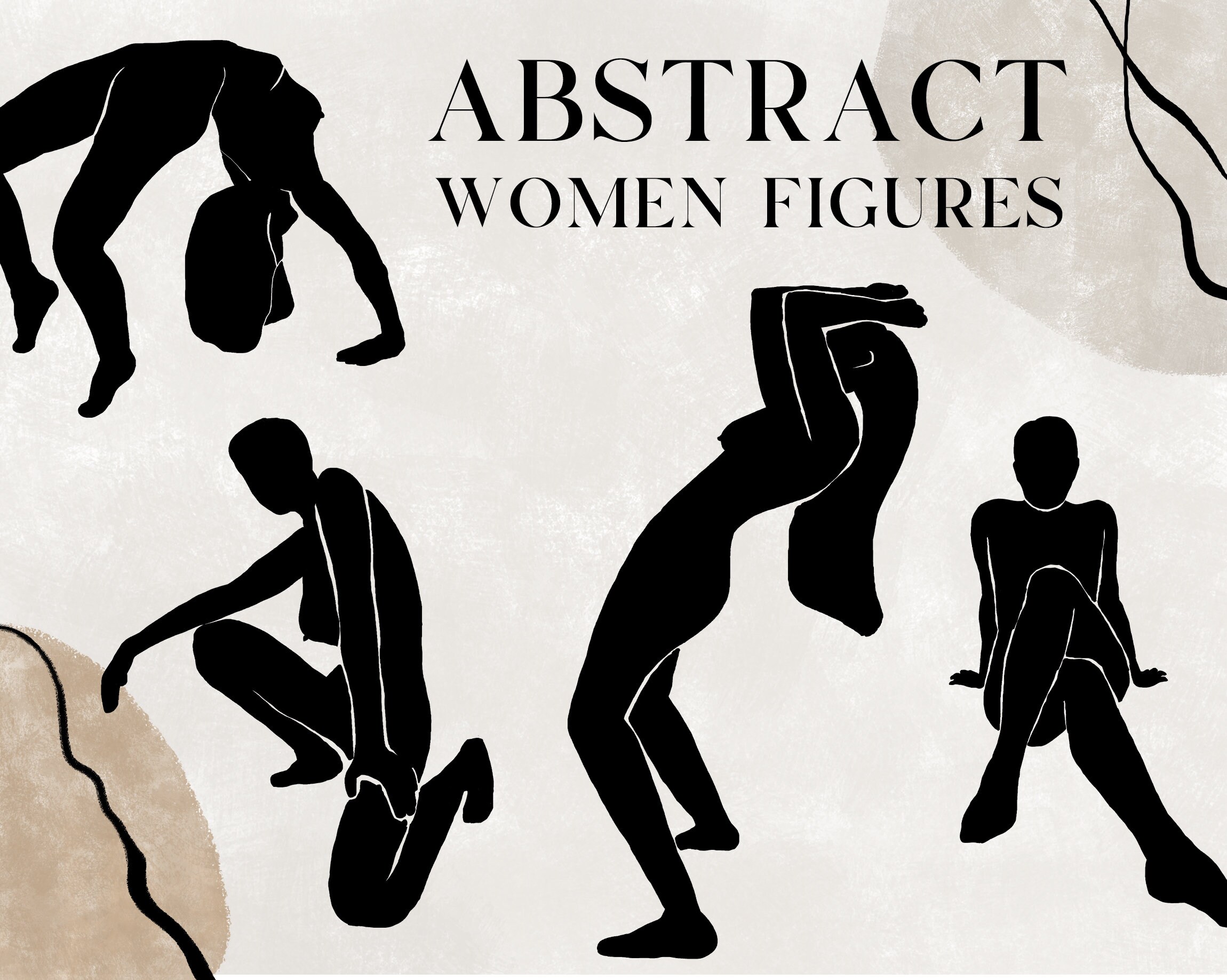 Abstract Woman Bodies Print Collection Abstract Female Etsy