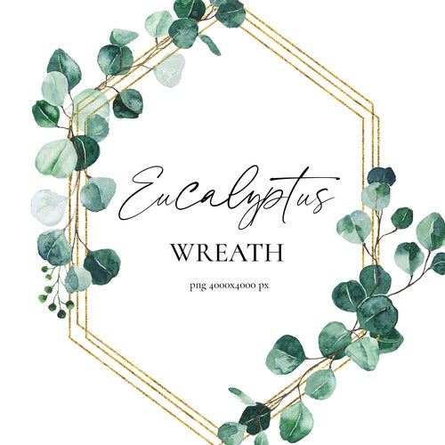 Gold Eucalyptus Frame Watercolor Greenery Frames Clipart Green - Etsy