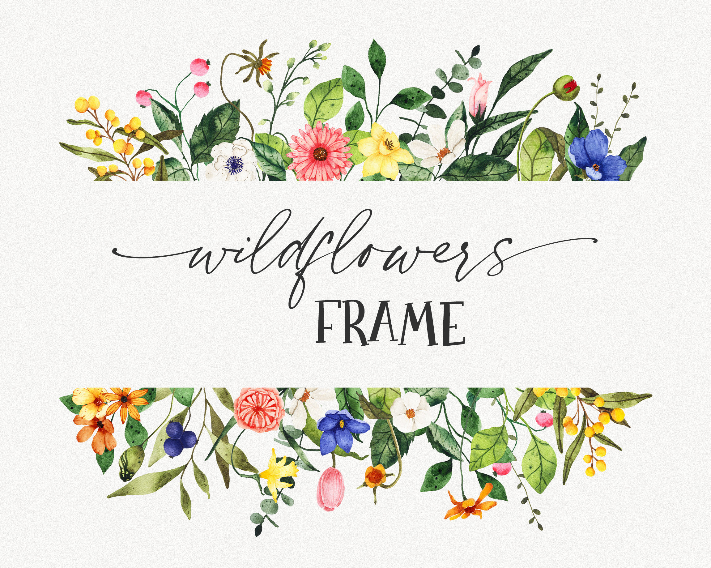 Watercolor Botanical Heart Frame Clipart Graphic by