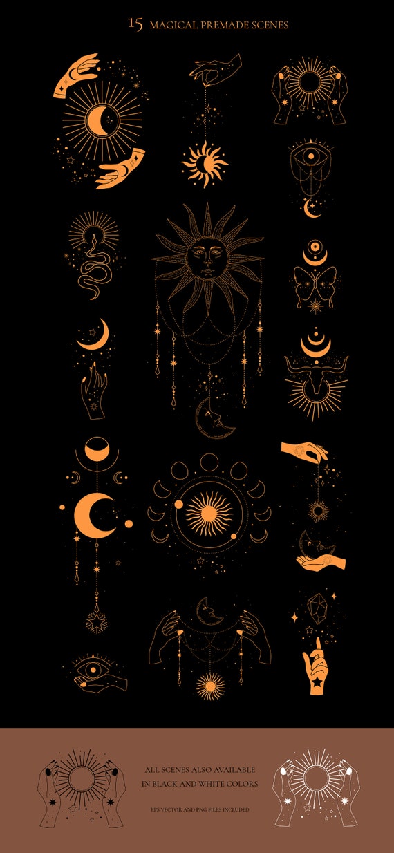 Download Mystical Celestial Sun Moon Magic Clipart Cosmic Esoteric Etsy