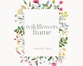 Watercolor wildflower wreath clipart, Wild flower frame, Meadow frame, Botanical floral border, Wedding invitation wildflower frame PNG product logo