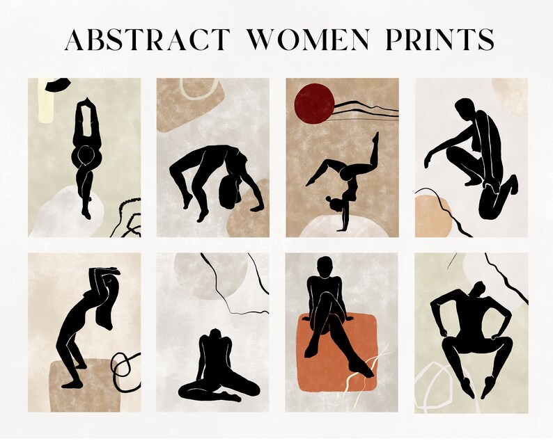 Abstract woman bodies wall art print collection Abstract Etsy