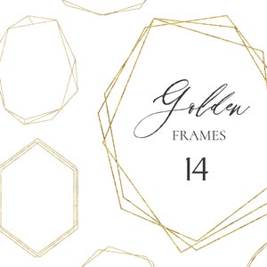 Molduras geométricas douradas clipart redondo oval triangular, coroa de ouro para cartão de convite de decoração de casamento, download digital PNG