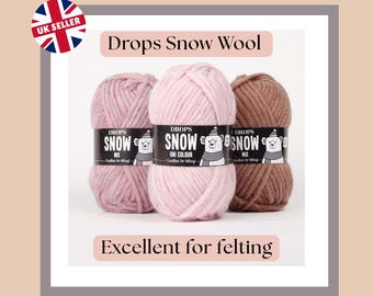 super chunky wool - 50g - Drops Snow - 100% wool for knitting and crochet - perfect for felting and for sailor slippers - UK SELLER