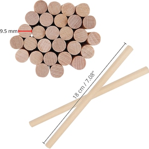 Puede incluir: Un conjunto de 30 clavijas de madera natural, cada una con un di&aacute;metro de 9,5 mm y una longitud de 18 cm. Las clavijas est&aacute;n dispuestas en un c&iacute;rculo, con dos clavijas cruzadas entre s&iacute;.