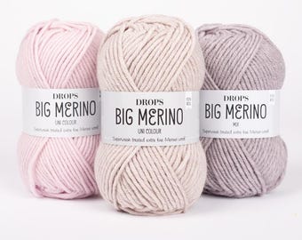 Pure merino wool - aran/worsted yarn 50g - Drops Big Merino - 100% merino wool for knitting and crochet.