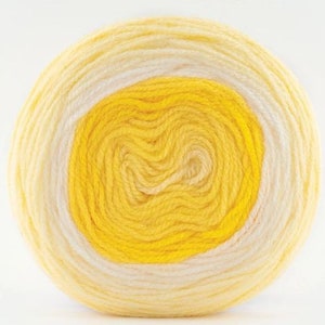 Cicibebe cake, A Self Striping double knitting yellow Yarn Cake - perfect for knitting and crochet - 100g premium acrylic cake