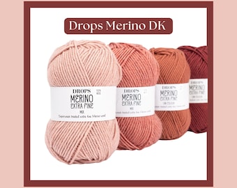 Pure merino wool - DK yarn 50g - Drops Merino Extra Fine - 100% merino wool for knitting and crochet.