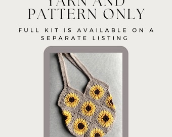 Crochet bag kit - (Wheat beige yarn and pattern only)- make your own lovely sunflower bag with this diy crochet kit.