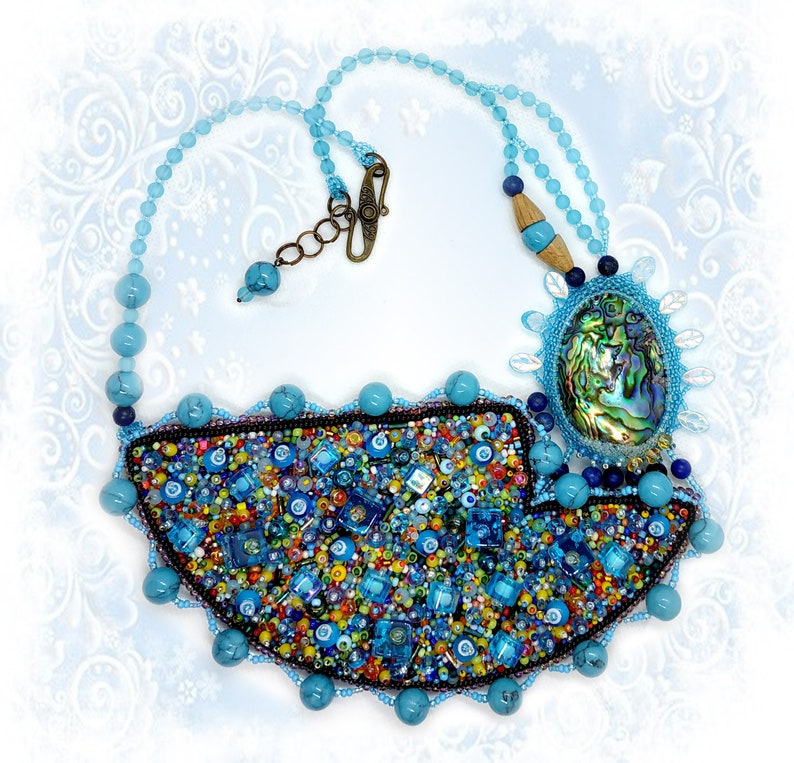 Statement Necklace \u0421olorful Blue Jewelry Embroidery Beads Summer Interesting Design Romantic African multicolour Ethnic Jewelry Gift Woman