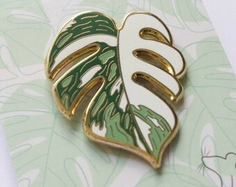 Variegated Monstera Hard Enamel Plant Pin Lapel