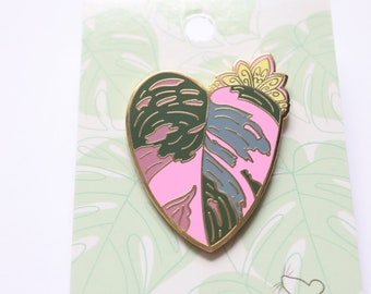 Pink Princess Philodendron Hard Enamel Plant Pin Lapel