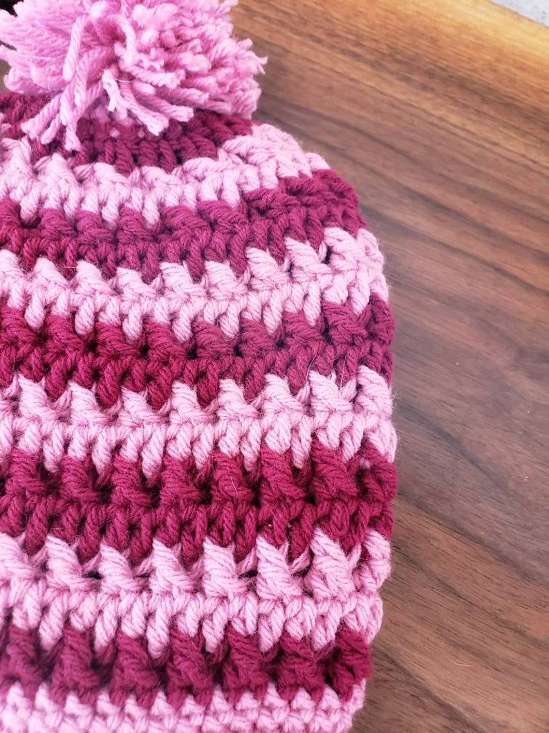 Girl/'s Crochet Striped Beanie Girl Hat with Pom Pom Children Hats Kids Hat Winter Hat Infant Hat Baby Girl Hat Toddler Hat