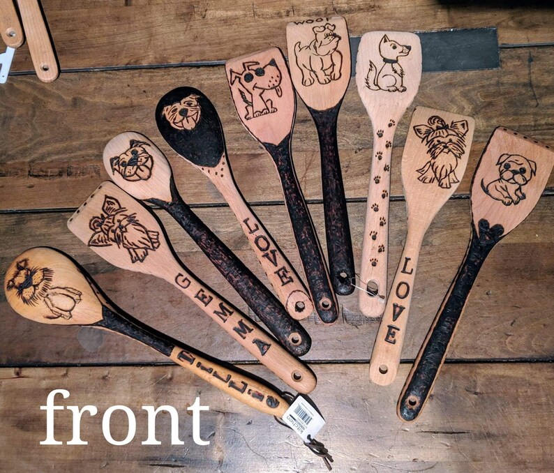 Custom Dog Wood burned Spoons Etsy