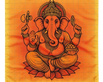 Ganesh Psychedelic Bandana – Blotter Art Style Hindu Festival Headwrap – Trippy Visionary Print