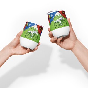 BIcycle Day Psychedelic 60s 70s Festival Wine tumbler