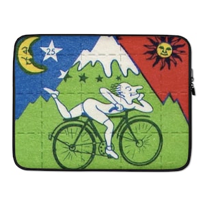 60s 70s Psychedelic Inspired Trippy LSD Art Albert Hoffman Bicycle Day Laptop Sleeve