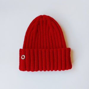 Cashmere rib knit beanie - hand knitted cashmere hat for men