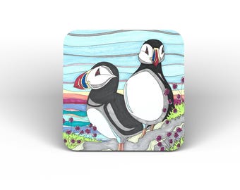 Puffin Coaster - Bird Lover Gift, Made in UK