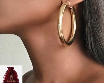 CLIP ON EARRINGS hoops large gold