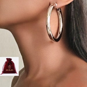 CLIP ON EARRINGS hoops large silver
