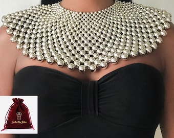 BEADED NECKLACE Silver big African statement