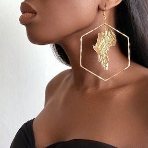 EARRINGS Africa map large hoop Earrings