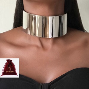 CHOKER Necklace large or small round smooth surface African cuff collar silver