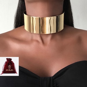 CHOKER Necklace large or small round smooth surface African cuff collar gold