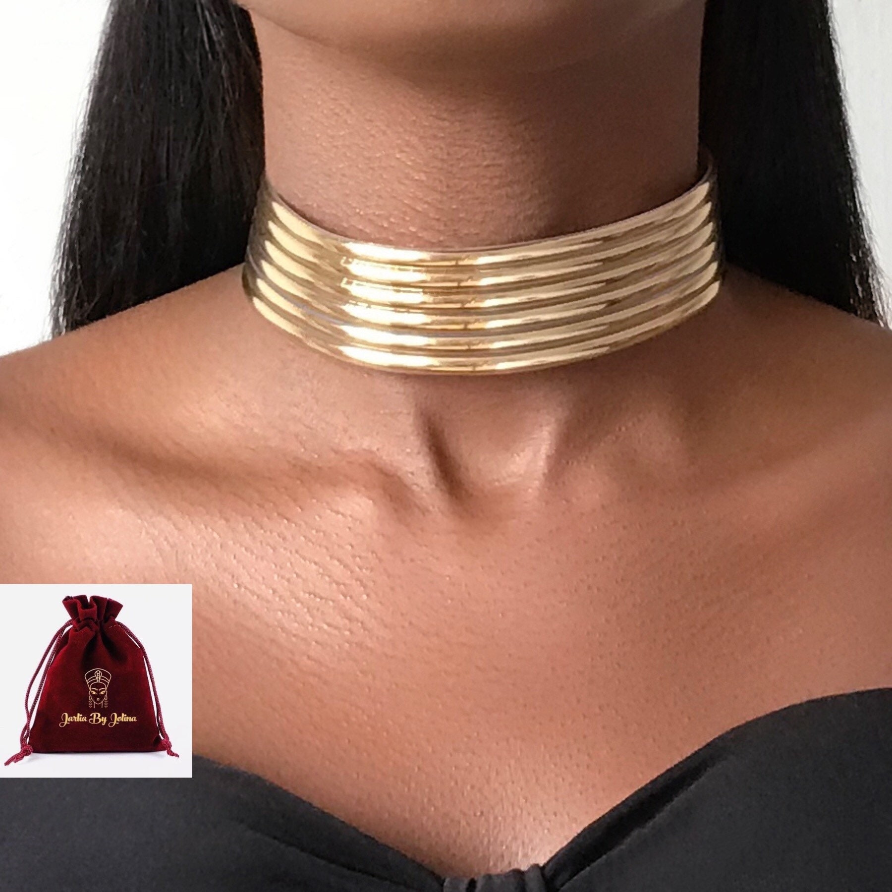 CHOKER Necklace Gold Fake Leather