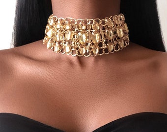 CHOKER Strass Kristall Halskette - gold oder mehrfarbig