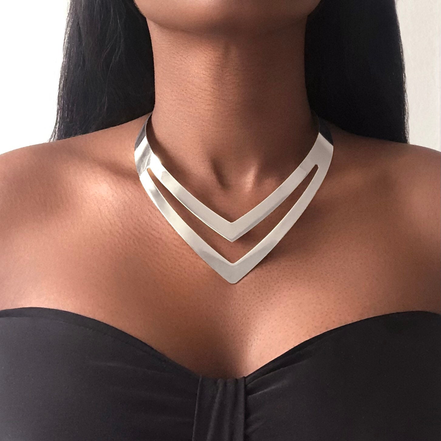 V shaped shop collar necklace