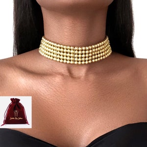 BEADED CHOKER Charm necklace gold
