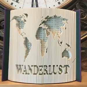 Book Folding Pattern - World Map, Wanderlust, Folding Book Art Pattern,  Cut and Fold Pattern, DIY instruction included, home decor,