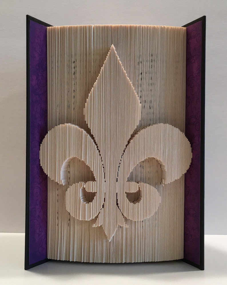 Book Folding Pattern, Fleur de lis pattern for book folding, Cut and Fold Pattern for a Fleur de Lis, Home Decor, Unique Gift, DIY Instruct. image 1