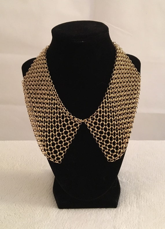 Gorgeous Vintage Collar Necklace,Gold Plated,  Ch… - image 1