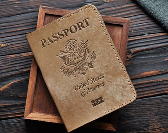 Leather Holder for American passport, USA passport, gift for traveller, Passport Cover, Personalized Passport Cover, passport Case