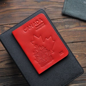 Gepersonaliseerde leren houder voor Canadees paspoort, Canadees paspoort, leren paspoorthoes, gepersonaliseerde paspoorthoes, paspoorthoesje