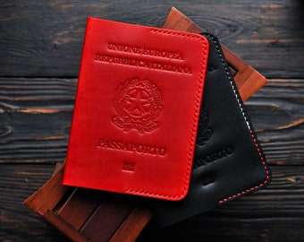 Leather Holder for Italian passport, Italy  passport, gift for treveler, Passport Cover, Personalized Passport Cover, passport Case, Italy