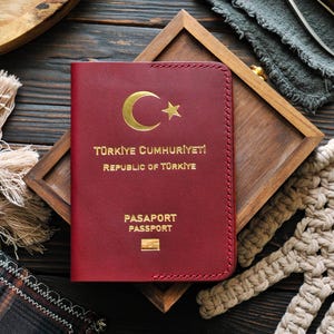 Leren houder voor Turks paspoort, Turks paspoort, Turks paspoorthouder, cadeau voor reiziger