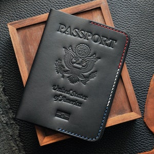 Leren houder voor Amerikaans paspoort, Amerikaans paspoort, cadeau voor reiziger, paspoortomslag, gepersonaliseerde paspoortomslag, paspoorthoesje