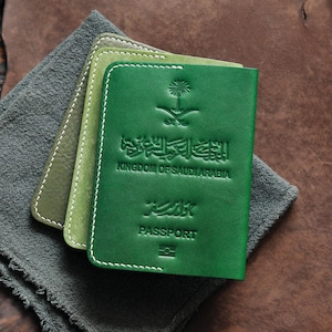 Leren houder voor paspoort Saoedi-Arabië, paspoort Saoedi-Arabië, Arabisch paspoort, paspoorthoes, gepersonaliseerde paspoorthoes, paspoorthoesje