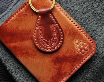 Cartera minimalista Shell Cordovan de piel, tarjetero Rocado, monedero de bolsillo, billetera de piel para hombre