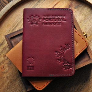 Étui en cuir pour passeport portugais, passeport portugais, housse de passeport, housse de passeport personnalisée, étui à passeport, Portugal