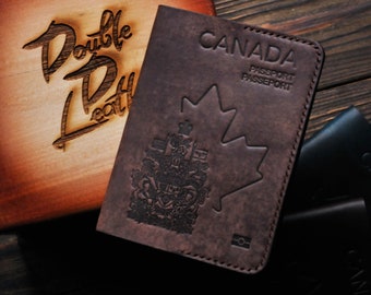 Leather Holder for Canadian passport, Canada passport, gift for traveller, Passport Cover, Personalized Passport Cover, passport Case